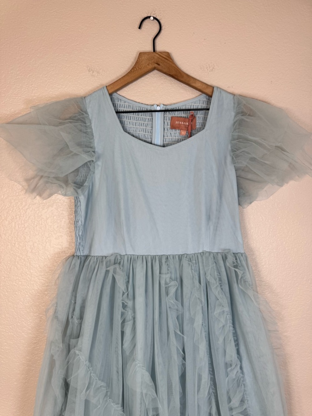 Jessakae Isla Maxi Dress Tulle size XL Dusty Blue NEW $175 - Picture 8 of 16